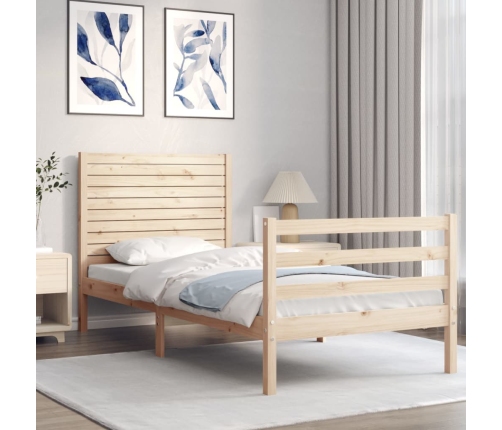 Estructura de cama con cabecero madera maciza