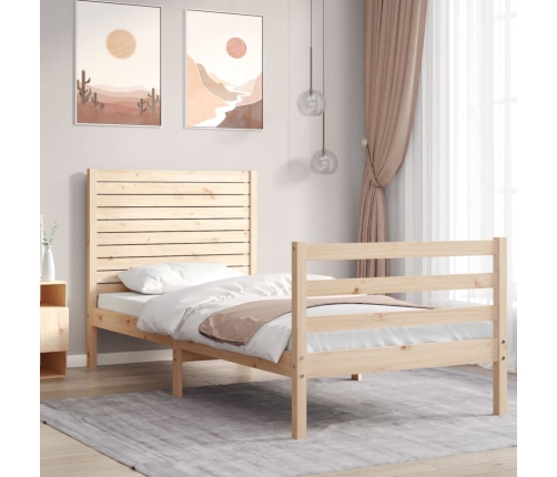 Estructura de cama con cabecero madera maciza