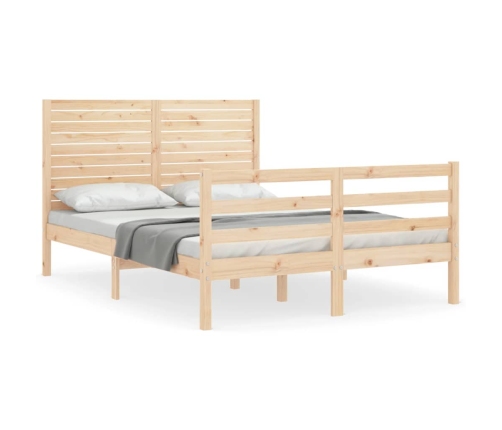 vidaXL Estructura de cama de matrimonio con cabecero madera maciza