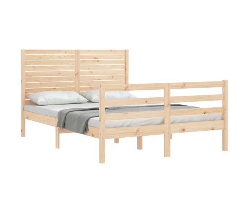 vidaXL Estructura de cama de matrimonio con cabecero madera maciza