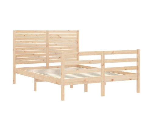 vidaXL Estructura de cama de matrimonio con cabecero madera maciza