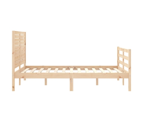 vidaXL Estructura de cama de matrimonio con cabecero madera maciza