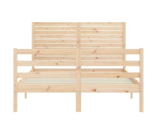 Estructura de cama con cabecero madera maciza 140x190 cm