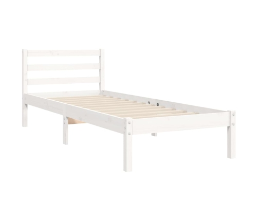 Estructura de cama con cabecero madera maciza blanco 100x200 cm