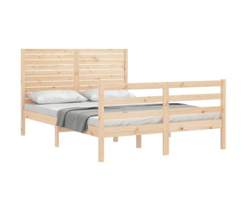 Estructura de cama con cabecero madera maciza 120x200 cm
