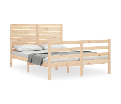 Estructura de cama con cabecero madera maciza 140x200 cm