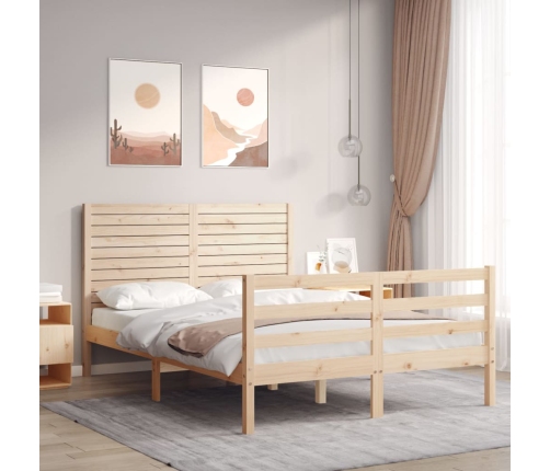 Estructura de cama con cabecero madera maciza 140x200 cm