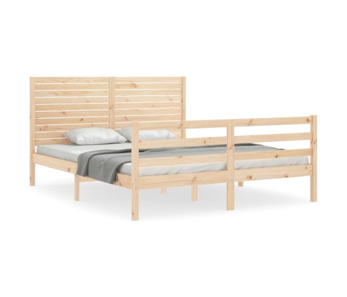 Estructura de cama de matrimonio con cabecero madera maciza