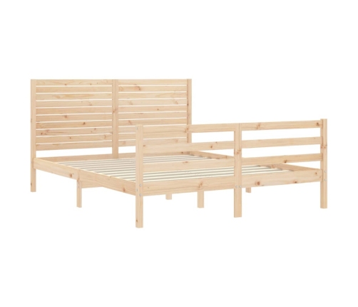 Estructura de cama de matrimonio con cabecero madera maciza