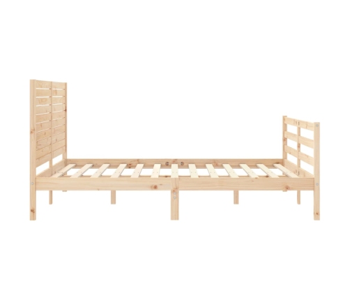 Estructura de cama de matrimonio con cabecero madera maciza