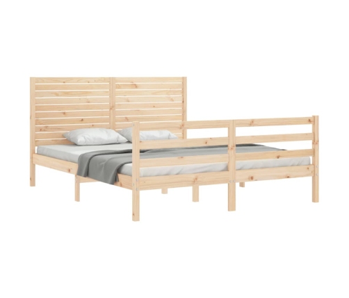 Estructura de cama con cabecero madera maciza 160x200 cm