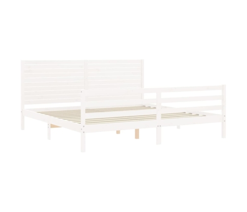 Estructura de cama con cabecero madera maciza blanco 200x200 cm