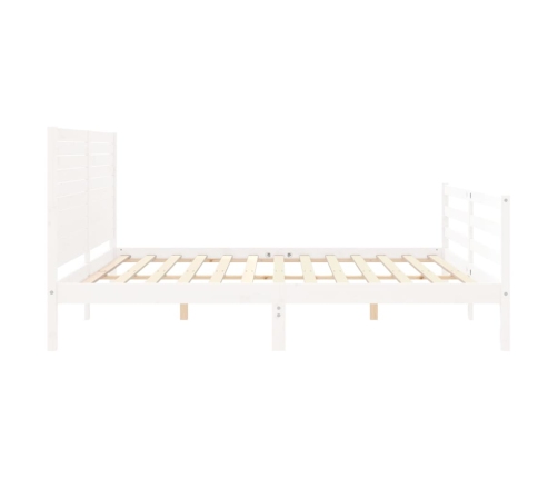 Estructura de cama con cabecero madera maciza blanco 200x200 cm