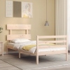 Estructura de cama individual con cabecero madera maciza