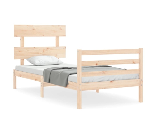 Estructura de cama con cabecero madera maciza