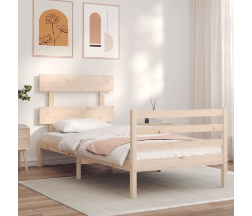 Estructura de cama con cabecero madera maciza