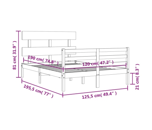 Estructura de cama matrimonio con cabecero madera marrón miel