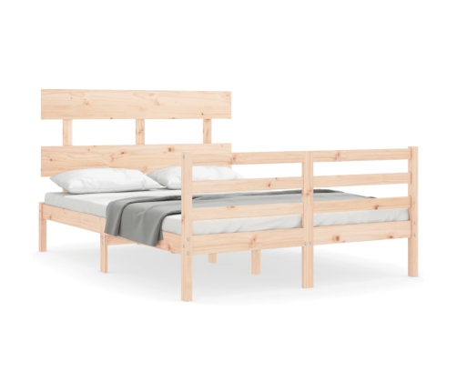 Estructura de cama de matrimonio con cabecero madera maciza