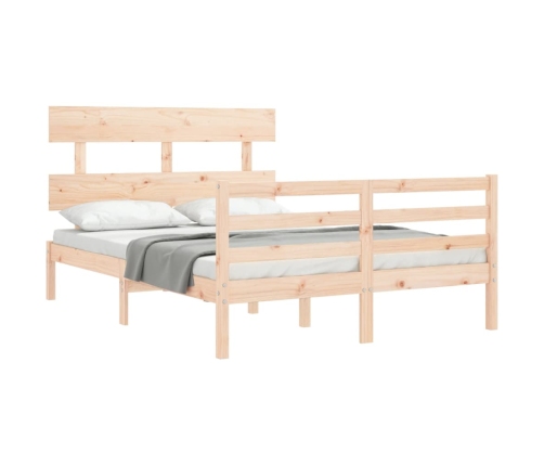 Estructura de cama de matrimonio con cabecero madera maciza