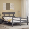 Estructura cama de matrimonio con cabecero madera maciza gris