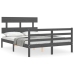 Estructura de cama con cabecero madera maciza gris 140x190 cm