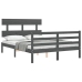 Estructura de cama con cabecero madera maciza gris 140x190 cm