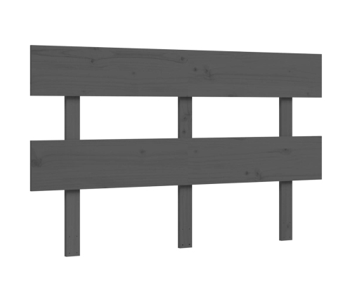 Estructura de cama con cabecero madera maciza gris 140x190 cm