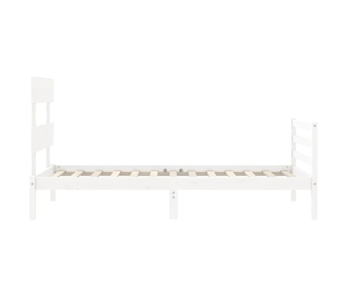 Estructura de cama con cabecero madera maciza blanco 90x200 cm