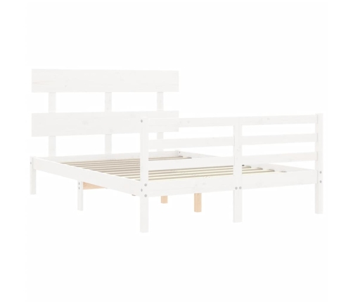 Estructura de cama con cabecero madera maciza blanco 140x200 cm