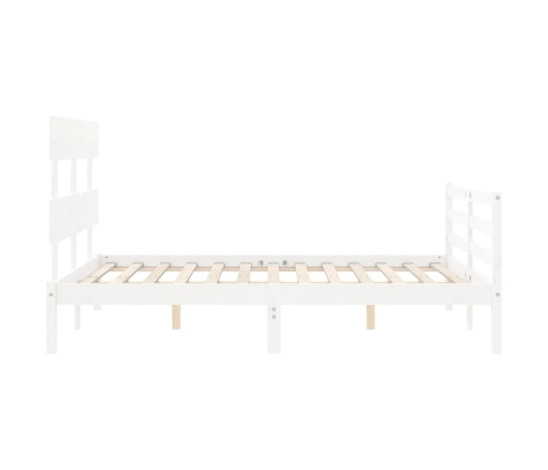 Estructura de cama con cabecero madera maciza blanco 140x200 cm