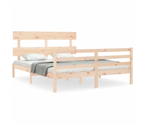 Estructura de cama con cabecero madera maciza 160x200 cm