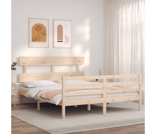 Estructura de cama con cabecero madera maciza 160x200 cm