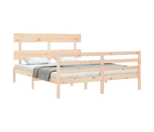 Estructura de cama con cabecero madera maciza 160x200 cm