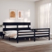 Estructura de cama con cabecero madera maciza negro 200x200 cm