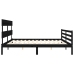 Estructura de cama con cabecero madera maciza negro 200x200 cm