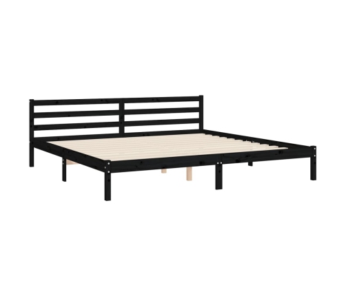 Estructura de cama con cabecero madera maciza negro 200x200 cm