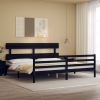 Estructura de cama con cabecero madera maciza negro 200x200 cm