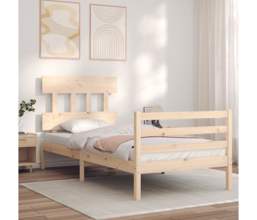 Estructura de cama con cabecero madera maciza