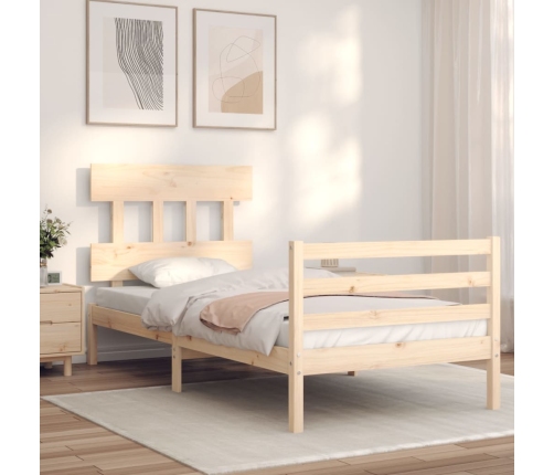 Estructura de cama con cabecero madera maciza