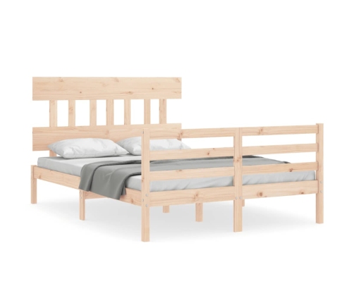 Estructura de cama de matrimonio con cabecero madera maciza