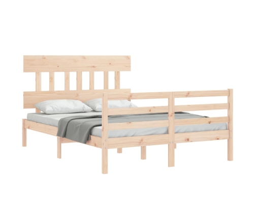 Estructura de cama de matrimonio con cabecero madera maciza