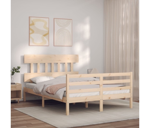 Estructura de cama de matrimonio con cabecero madera maciza