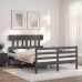 Estructura cama de matrimonio con cabecero madera maciza gris