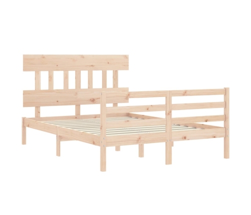 Estructura de cama con cabecero madera maciza 140x190 cm