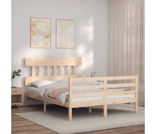 Estructura de cama con cabecero madera maciza 140x190 cm