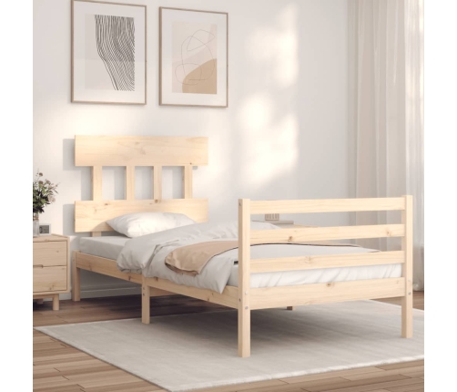 Estructura de cama con cabecero madera maciza 90x200 cm