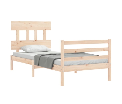 Estructura de cama con cabecero madera maciza 90x200 cm