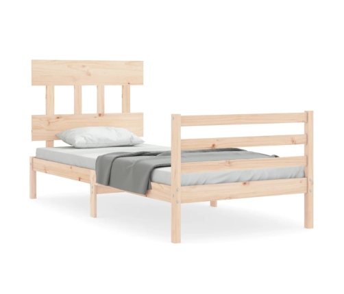 Estructura de cama con cabecero madera maciza 100x200 cm