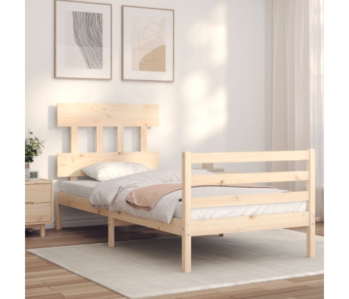 Estructura de cama con cabecero madera maciza 100x200 cm