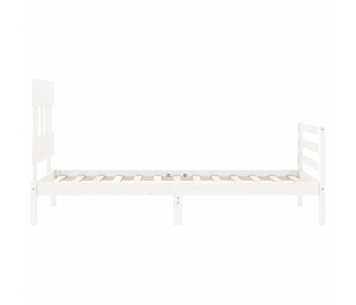 Estructura de cama con cabecero madera maciza blanco 100x200 cm